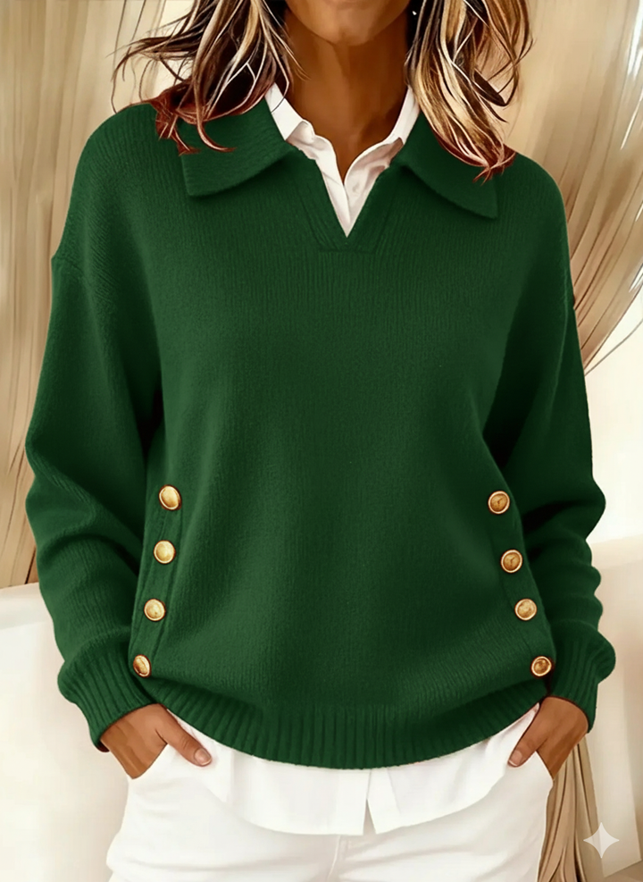 Vynette | V Neck Sweater with Collar