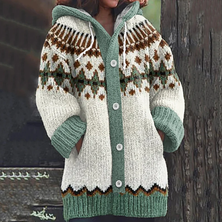 Thea | Warm Knit Hooded Cardigan