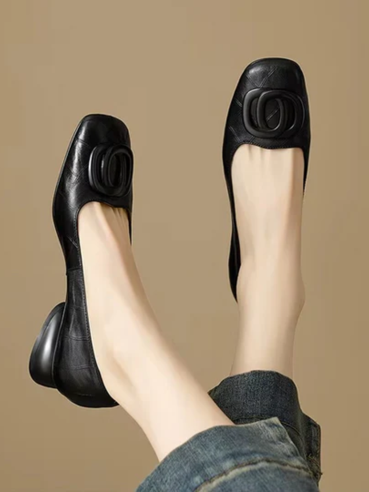 Erin Leather Square-Toe Flats