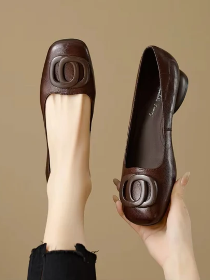 Erin Leather Square-Toe Flats