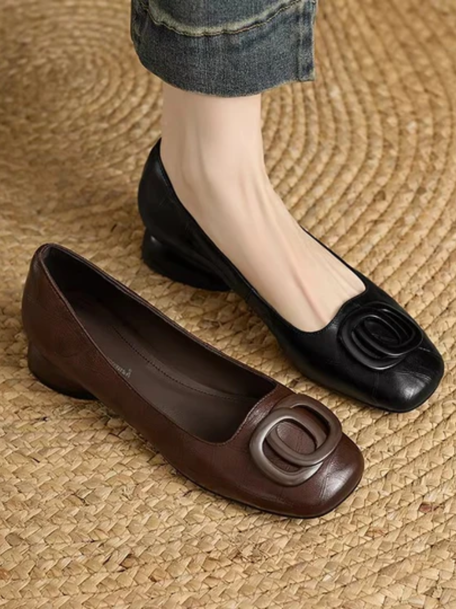 Erin Leather Square-Toe Flats