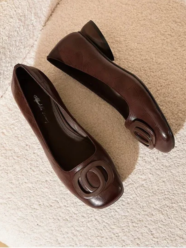Erin Leather Square-Toe Flats