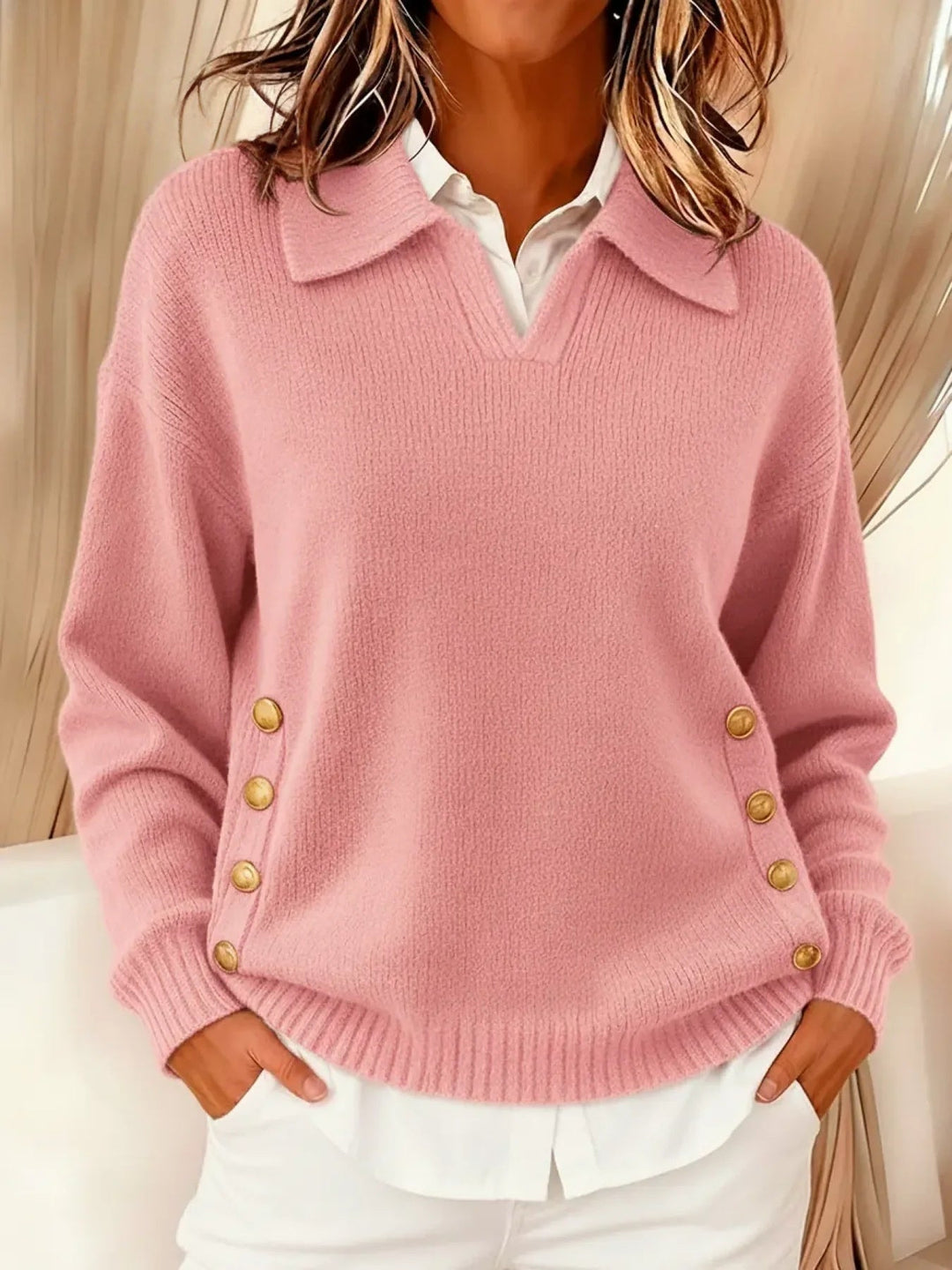 Vynette | V Neck Sweater with Collar
