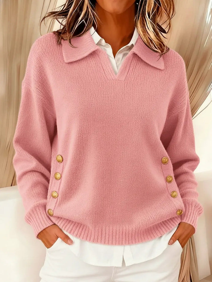 Vynette | V Neck Sweater with Collar