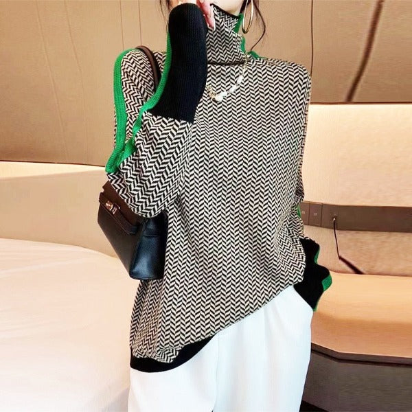 Avery | Elegant Contrast Turtleneck Sweater