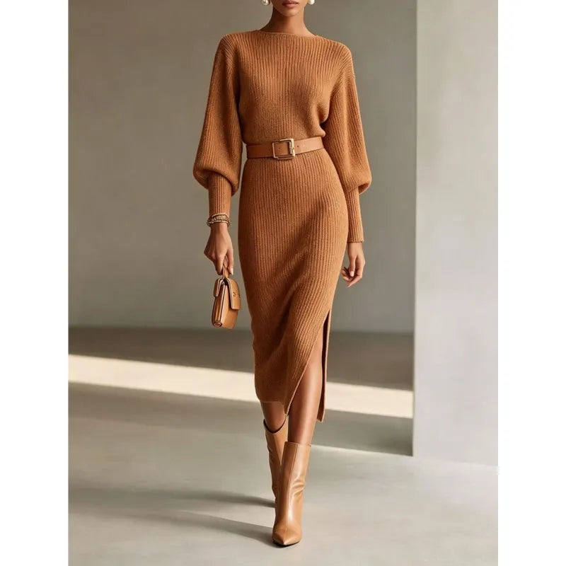 Lynn | Ribbed Knit Midi Dress