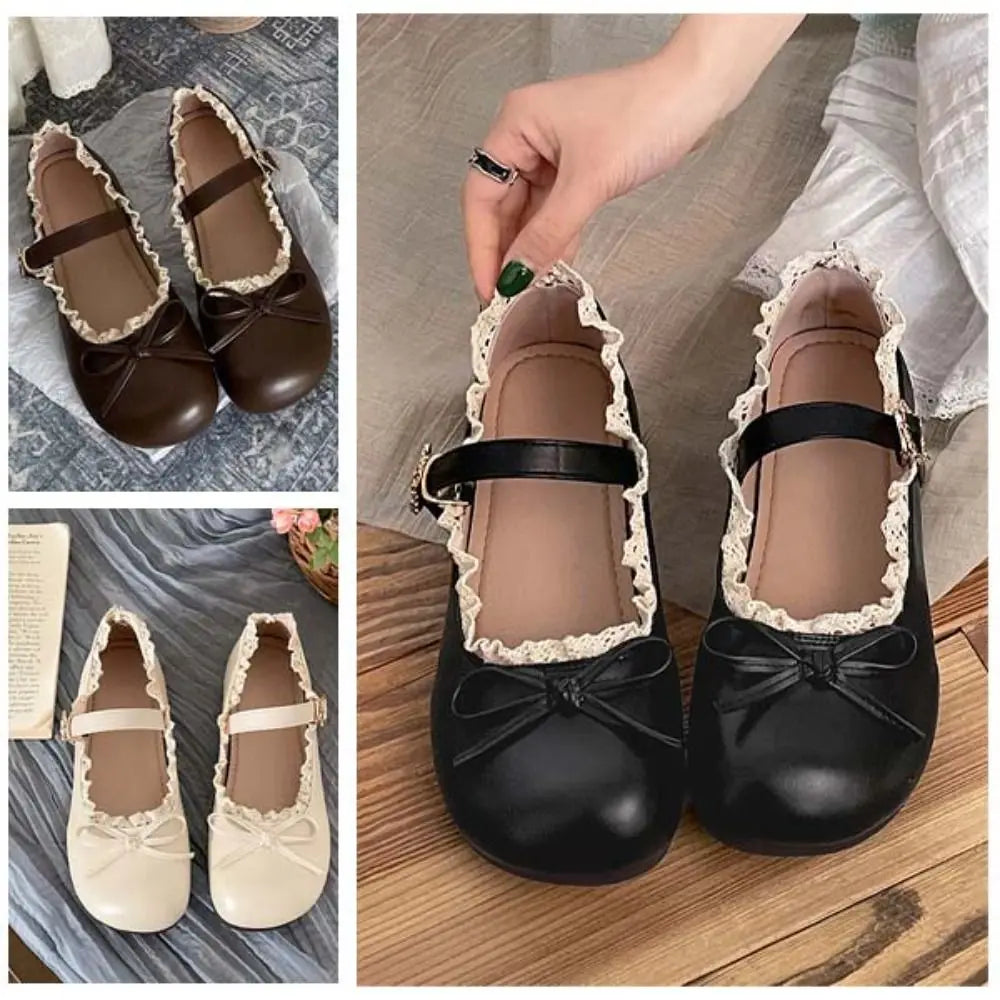 Rosalyn | Lace Trim Mary Janes