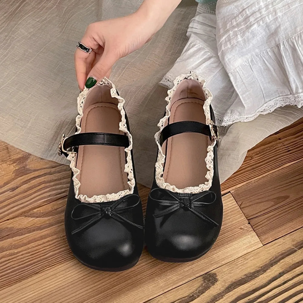Rosalyn | Lace Trim Mary Janes