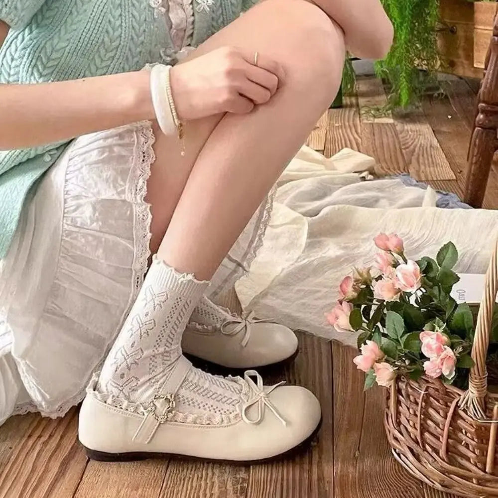 Rosalyn | Lace Trim Mary Janes