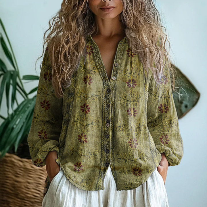 Vexanna™ | Botanical Meadow Button-Down Blouse