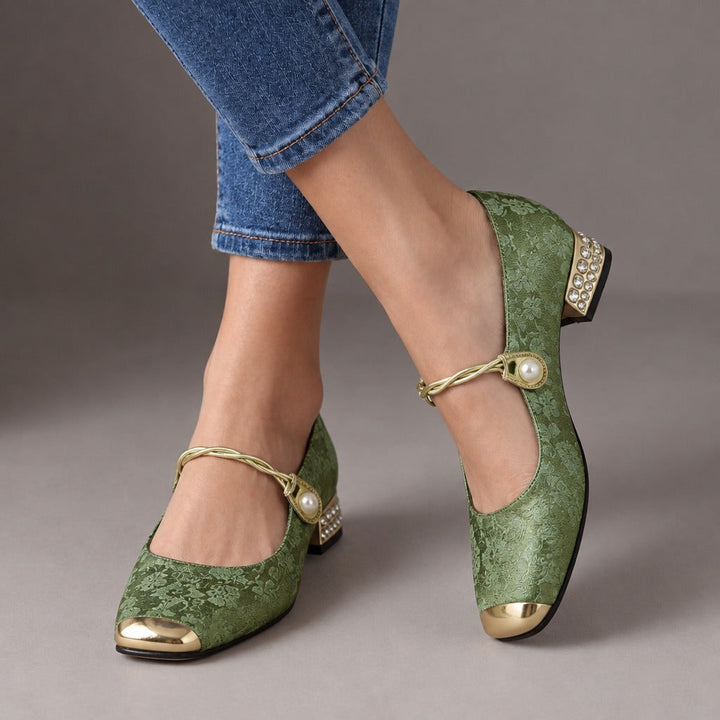 Camille | Vintage Braided Pearl Strap Shoes