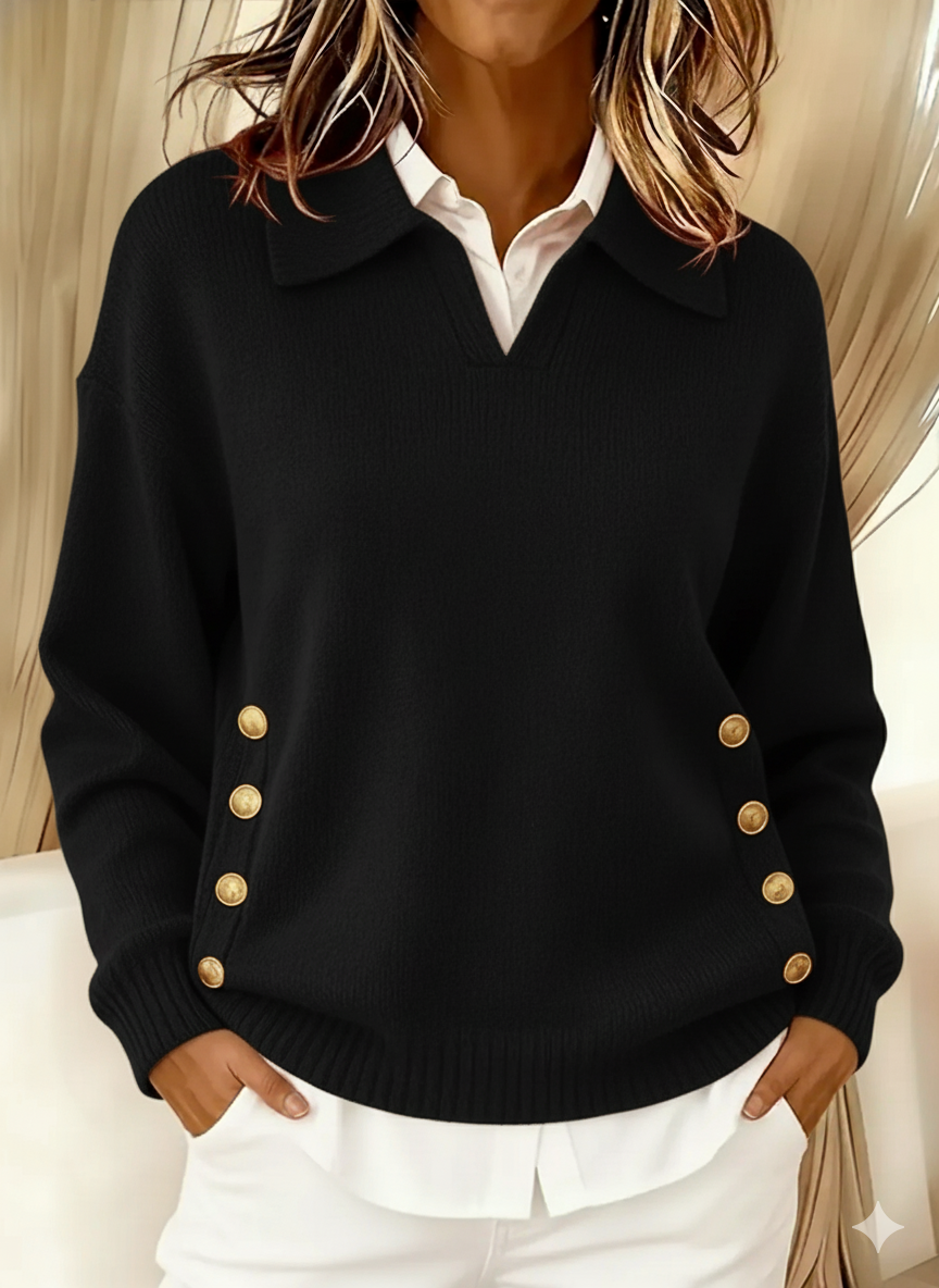 Vynette | V Neck Sweater with Collar