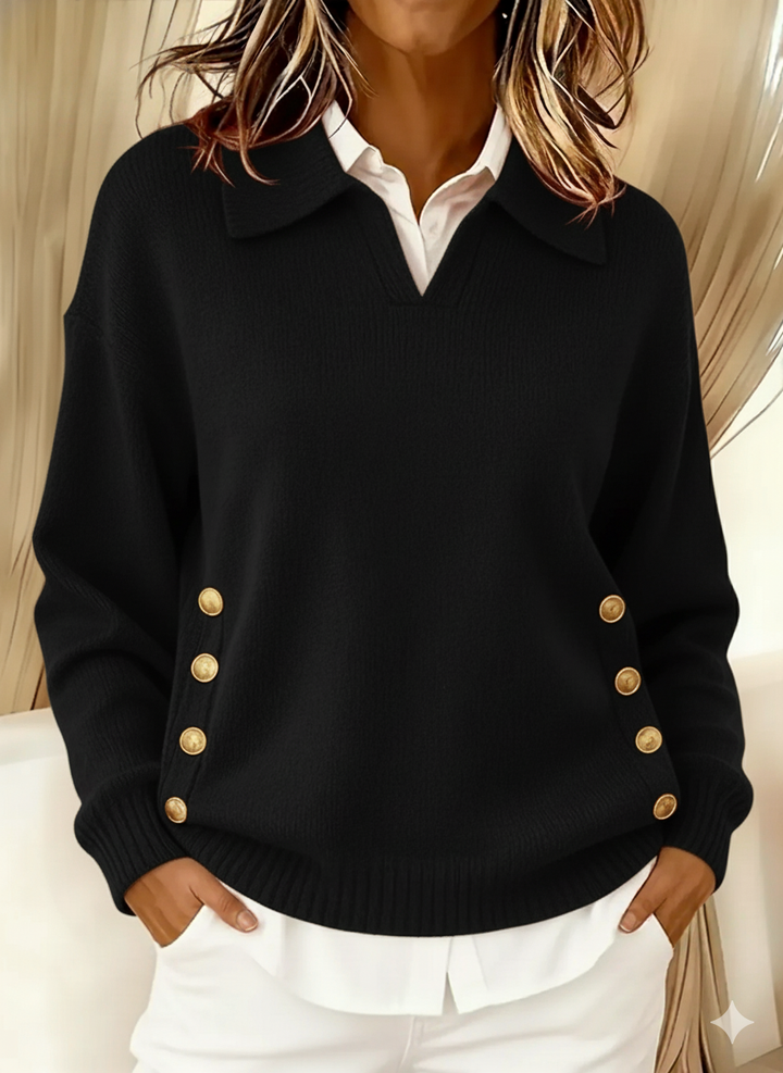 Vynette | V Neck Sweater with Collar