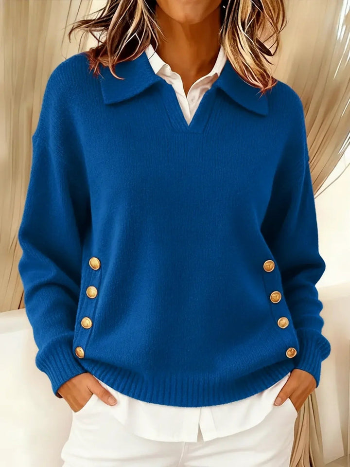 Vynette | V Neck Sweater with Collar