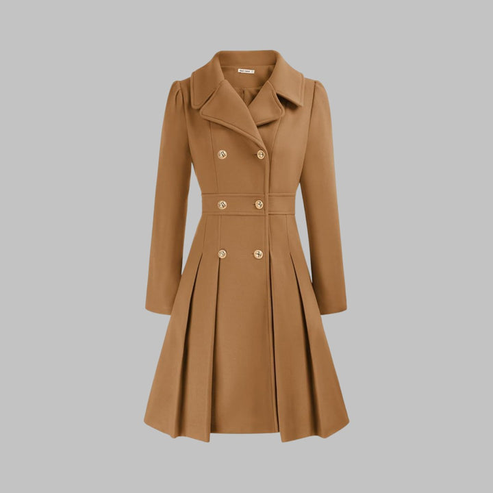 Vivienne | Double-Breasted Pleated A-Line Coat