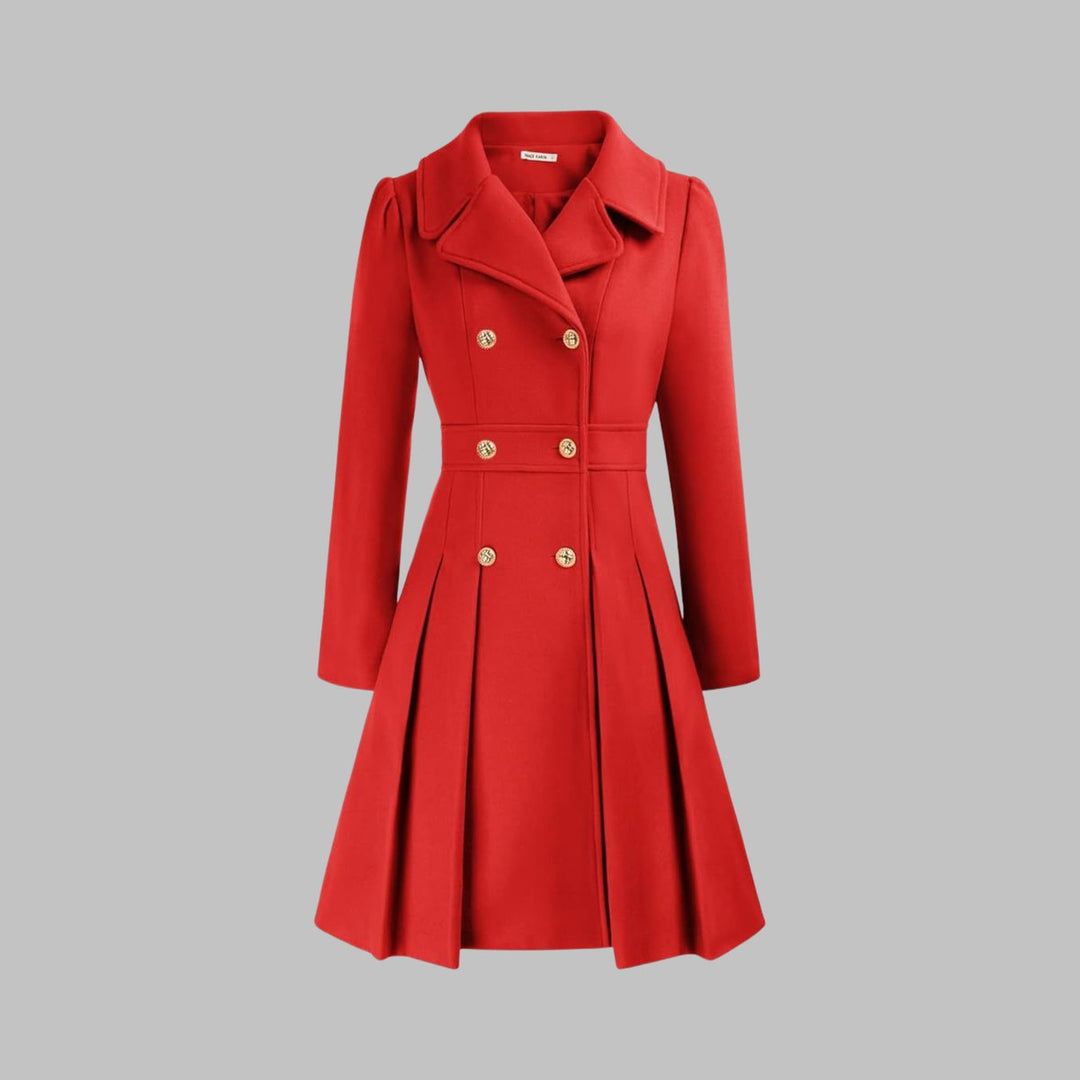 Vivienne | Double-Breasted Pleated A-Line Coat